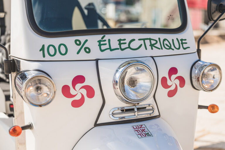 zoom sur la face avant décorée du tuk tuk